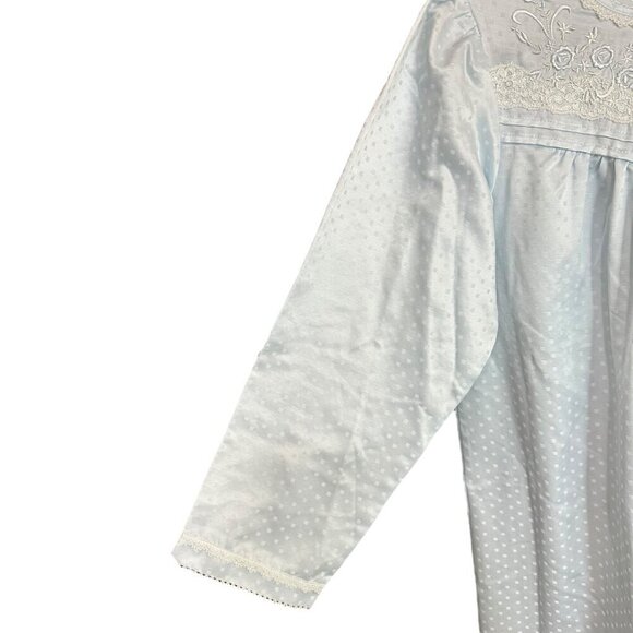 Miss Elaine Nightgown Blue Midi Long Sleeves‎ Embroidered Soft Size Medium - Picture 4 of 6